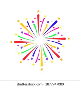 fire work icon Vector Illustration design Logo template on background. color editable