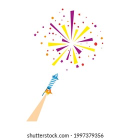 Fire work icon Vector Illustration design Logo template. Isolated on a blank background which can be edited and renamed. New year celebrations and parties.