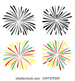 Fire work icon Vector Illustration design Logo template. Isolated on a blank background which can be edited and renamed. New year celebrations and parties.