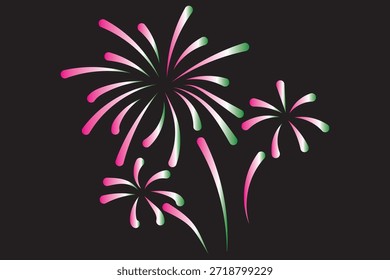 Fire works icon. Firework icon set. Fourth of July celebration symbol, Independence Day design element