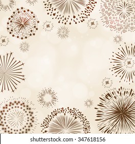 Fire works on soft brown background