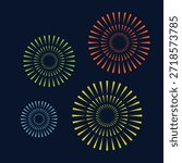 Fire works red blue and white on white background	