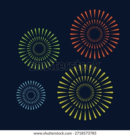 Fire works red blue and white on white background	