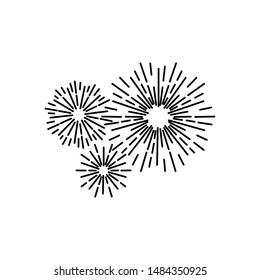 Fire Works Vector Line Icon 