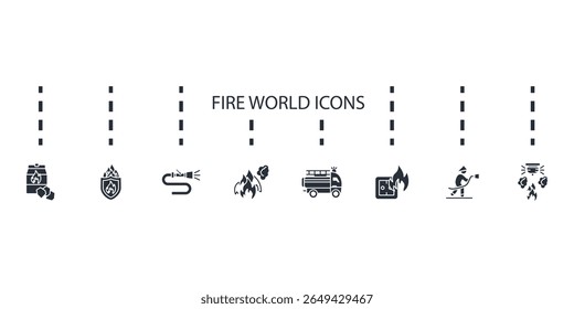 fire world icons set isolated on White Background Flat style design