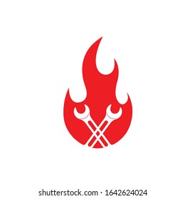 fire wrench vector illustration and icon of automotive repair  design