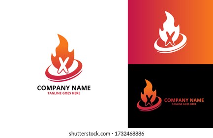 Fire X letter logo design template. Illustration vector graphic. Design concept fire with Initial X Letter Logo Design. Perfect for corporate, technology, initial , community and more technology brand