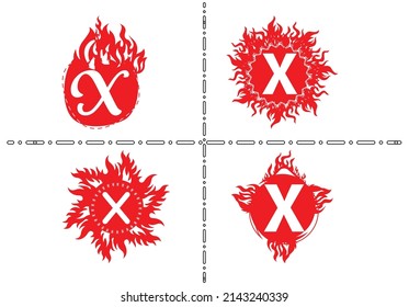 Fire X Letter Logo And Icon Design Template