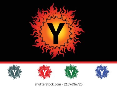 Fire Y Letter Logo And Icon Design Template