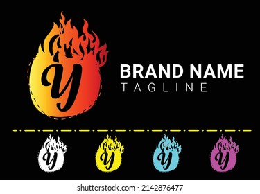 Fire Y Letter Logo And Icon Design Template