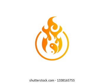 fire yin and yang logo vector design element