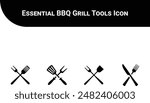 Fire up your designs with this essential BBQ grill tools icon! Featuring a clean and recognizable silhouette of a crossed grill fork and spatula, this icon perfectly symbolizes the art of barbecuing. 