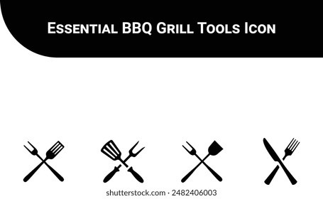 Fire up your designs with this essential BBQ grill tools icon! Featuring a clean and recognizable silhouette of a crossed grill fork and spatula, this icon perfectly symbolizes the art of barbecuing. 