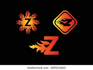 Fire Z Letter Logo And Icon Design Template