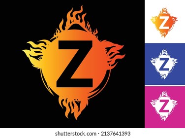 Fire Z letter logo and icon design template