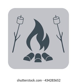 Fire and zephyr icon on gray background. Vector illustration