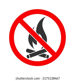Fire.A sign forbidding the making of a fire. Flat style, simple design