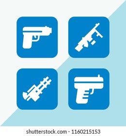 firearm icon. 4 firearm set with gun and pistol vector icons for web and mobile app
