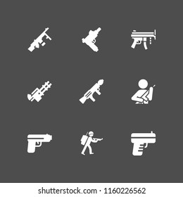 firearm icon. 9 firearm set with gun and pistol vector icons for web and mobile app