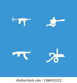 Firearm icon. collection of 4 firearm filled icons such as cannon. editable firearm icons for web and mobile.