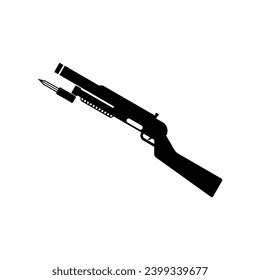 Feuerwaffensymbol einzeln auf weißem Hintergrund.