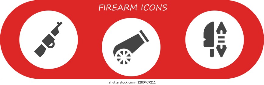  firearm icon set. 3 filled firearm icons. Simple modern icons about  - Rifle, Cannon, Weapon
