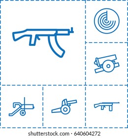 Firearm icon. set of 6 firearm outline icons such as radar, cannon