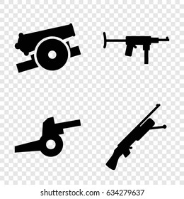 Firearm icons set. set of 4 firearm filled icons such as cannon