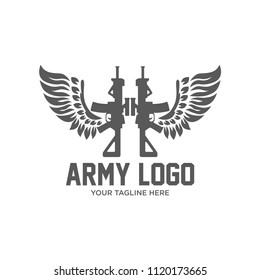 Firearm logo template. Guns, rifles badge. Flat design. Vector illustration