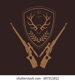 Firearm logo template. Guns, rifles badge. Flat design. Vector illustration