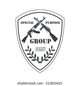 Firearm logo template. Guns, rifles badge. Flat design. Vector illustration