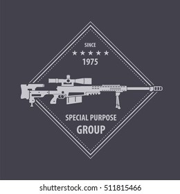 Firearm logo template. Guns, rifles badge. Flat design. Vector illustration