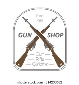 Firearm logo template. Guns, rifles badge. Flat design. Vector illustration