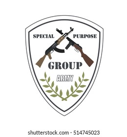 Firearm logo template. Guns, rifles badge. Flat design. Vector illustration