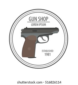 Firearm logo template. Guns, rifles badge. Flat design. Vector illustration
