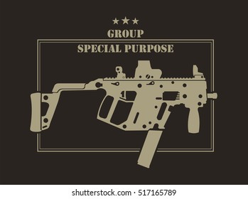 Firearm logo template. Guns, rifles badge. Flat design. Vector illustration