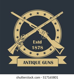 Firearm logo template. Guns, rifles badge. Flat design. Vector illustration