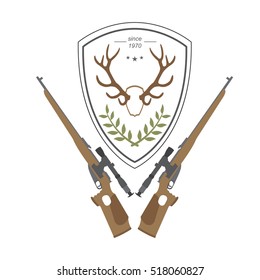 Firearm logo template. Guns, rifles badge. Flat design. Vector illustration