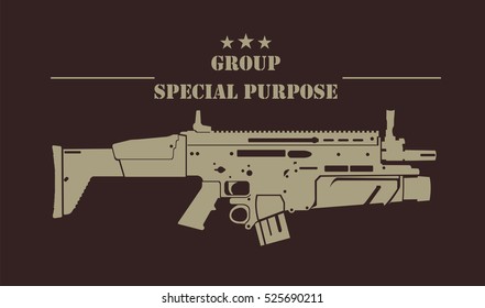 Firearm logo template. Guns, rifles badge. Flat design. Vector illustration