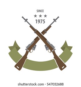 Firearm logo template. Guns, rifles badge. Flat design. Vector illustration