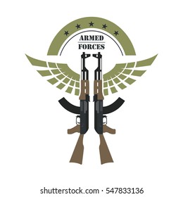 Firearm logo template. Guns, rifles badge. Flat design. Vector illustration