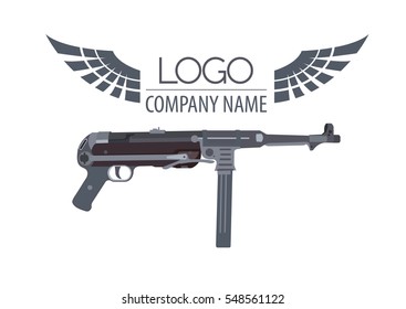 Firearm logo template. Guns, rifles badge. Flat design. Vector illustration