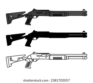 Feuerwaffenvektor. Gewehr, Soldat, schießen