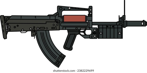 Feuerwaffenvektor. Gewehr, Soldat, schießen