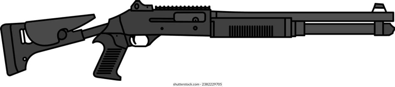 Feuerwaffenvektor. Gewehr, Soldat, schießen