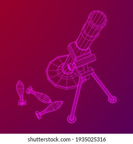 Feuerwaffenwaffenarmee und meine. Wireframe Low-Poly-Mesh, Vektorgrafik