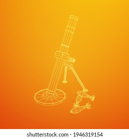 Feuerwaffenwaffenarmee und meine. Wireframe Low-Poly-Mesh, Vektorgrafik