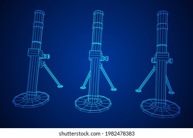 Feuerwaffenwaffenarmee und meine. Wireframe Low-Poly-Mesh, Vektorgrafik