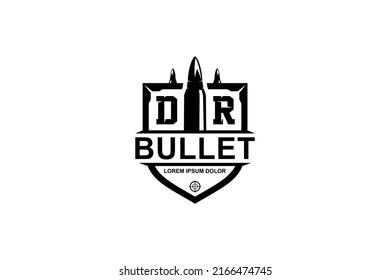 Firearms ammo bullet logo design emblem badge silhouette army icon