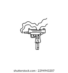 vector de ilustración del doodle por concepto de armas de fuego